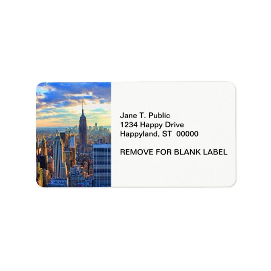 Später Nachmittag NYC Skyline als Sonnenuntergang  Adressaufkleber (Vorne)