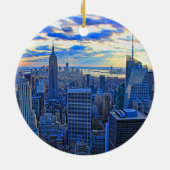 Später Nachmittag NYC Skyline als Sonnenuntergang Keramikornament (Hinten)