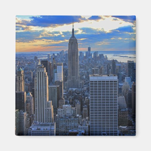 Später Nachmittag NYC Skyline als Sonnenuntergang Magnet (Vorne)