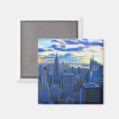 Später Nachmittag NYC Skyline als Sonnenuntergang Magnet (Vorderseite/Rückseite)