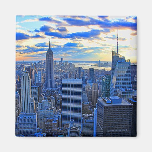 Später Nachmittag NYC Skyline als Sonnenuntergang  Magnet (Vorne)