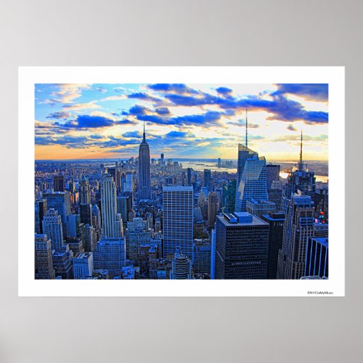 Später Nachmittag NYC Skyline als Sonnenuntergang  Poster (Vorne)