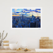 Später Nachmittag NYC Skyline als Sonnenuntergang Poster (Küche)