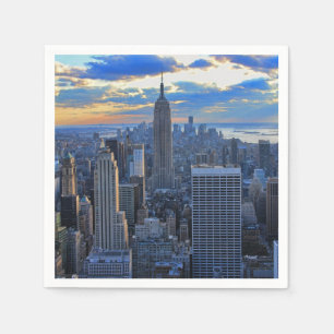 Später Nachmittag NYC-Skyline, wenn der Sonnenunte Serviette