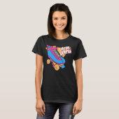 Später Skater Pink Blue 80er Cartoon Roller Skate T-Shirt (Vorne ganz)