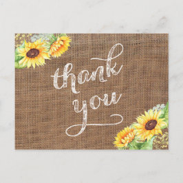 Später Sommer Sonnenblumen Danke Burlap Postcard Postkarte