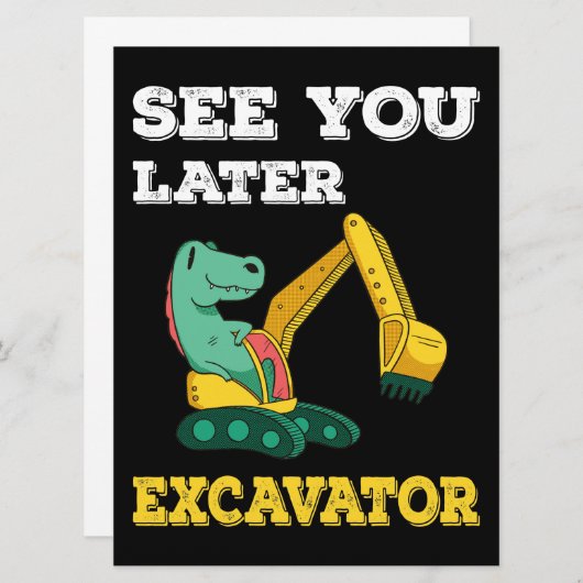 Spätere Bagger I - Kleinkinder Kinder Einladung (Vorne/Hinten)