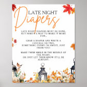SPÄTERE NACHT DIAPERS Kleines Pumpkin Baby Shower  Poster (Vorne)