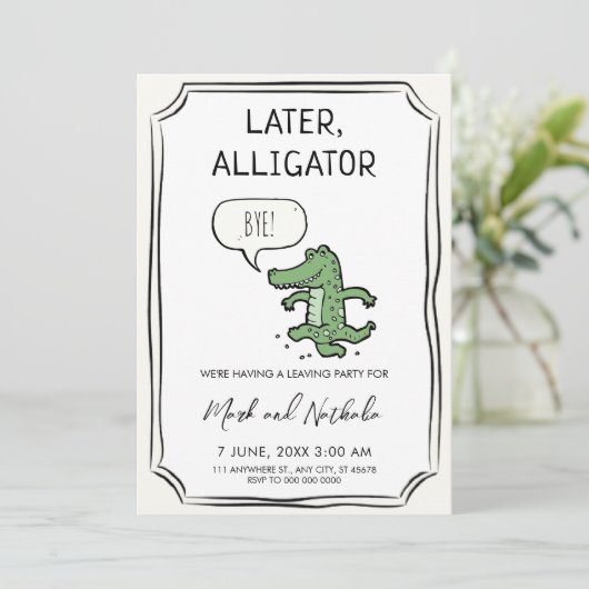 Späterer Alligator, Party Einladung (Stehend Vorderseite)