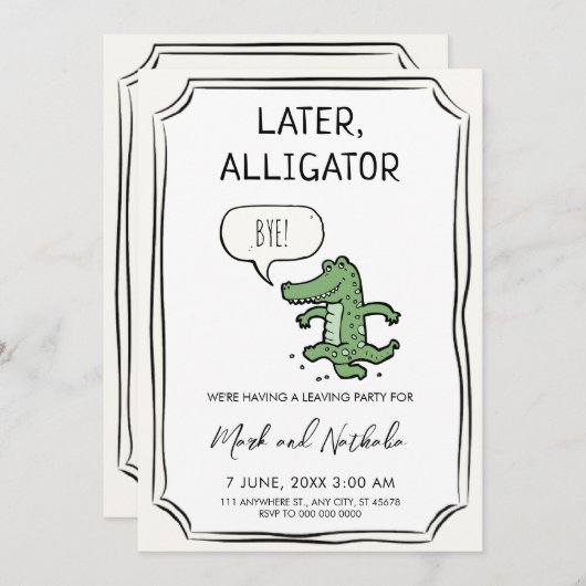 Späterer Alligator, Party Einladung (Vorne/Hinten)