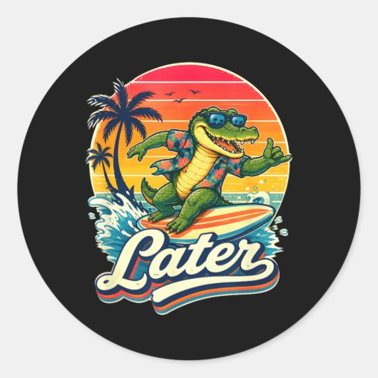 Späterer Alligator Runder Aufkleber (Vorderseite)