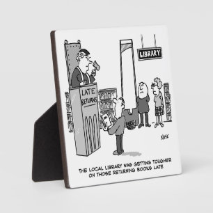 Spätes Bibliothekbuch. Schwere Strafe. Funny Fotoplatte