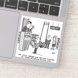 Spätes Bibliothekbuch. Strenge Strafe für verspäte Aufkleber