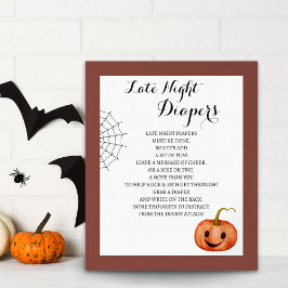 Spätes Nachttaucher Halloween Baby Shower Game Poster
