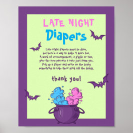 Spätes Nachttaucher Halloween Baby Shower Game Poster