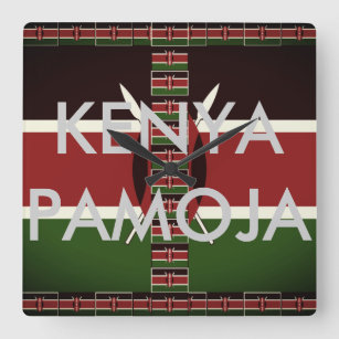 Spätestes schönes Kenia Pamoja (zusammen Geist) Quadratische Wanduhr