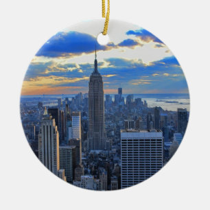 Spätnachmittägliche NYC-Skyline, wenn der Sonnenun Keramik Ornament