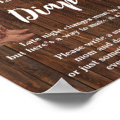 Spätnachtsdiapers Game Cowboy Baby Duschzeichen Poster (Ecke)