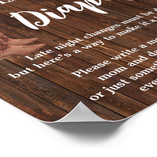 Spätnachtsdiapers Game Cowboy Baby Duschzeichen Poster (Ecke)