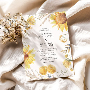 Spätsommer-Sonnenblumen-Hochzeit Einladung