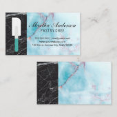 Spatula | Ocean Granite | Schwarzer Marmor Visitenkarte (Vorne/Hinten)