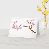 Spatz auf Baum - Gruß-Karte Karte (Gelbe Blume)