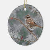 Spatz auf den Zweigen ornamant Keramik Ornament (Links)