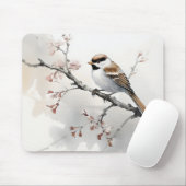 Spatz auf Frühlingszweig Mousepad (Mit Mouse)