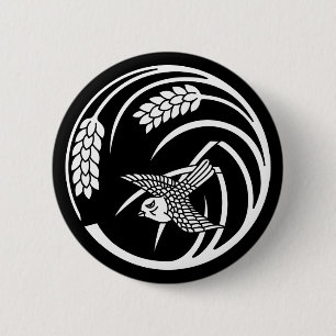 Spatz im Reisplanzenkreis Button