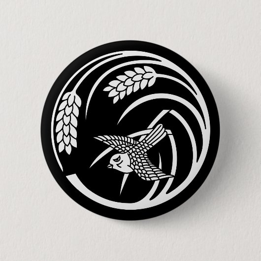 Spatz im Reisplanzenkreis Button (Vorderseite)