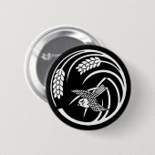 Spatz im Reisplanzenkreis Button (Vorne & Hinten)