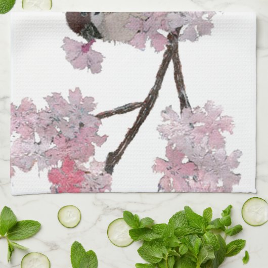 Spatz, Kirschblüten Handtuch (Gefaltet)