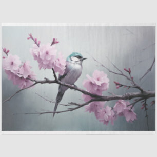 Spatz Kirschblütenzweig Chinoiserie Seidenpapier