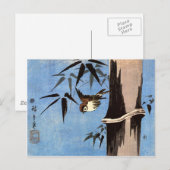 Spatz und Bambus, Ando Hiroshige Postkarte (Vorne/Hinten)