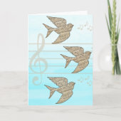 Spatz Vogel Musik Blauer Himmel Karte (Vorderseite)