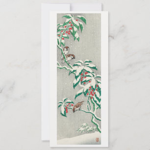 Spatzen auf einem schneebedeckten Ast Feiertagskarte