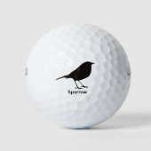 Spatzen-Silhouette - Schwarzes Tier Golfball (Vorderseite)