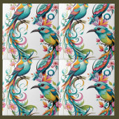 Spatzen und Blüten Fliese