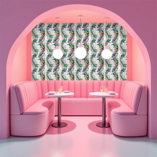 Spatzen und Blüten Fliese