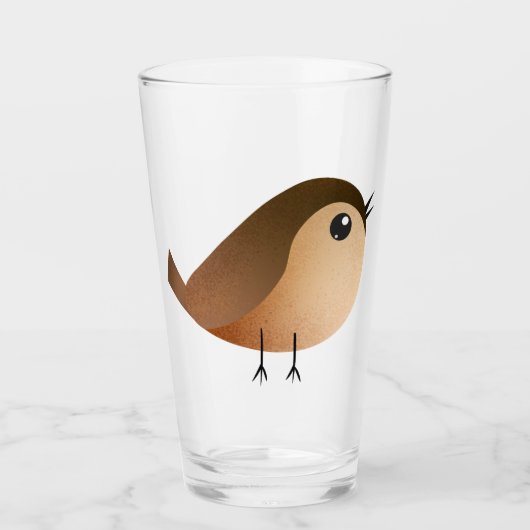 Spatzen-Vogel-Cartoon Glas (Vorderseite)