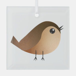 Spatzen-Vogel-Cartoon Ornament Aus Glas