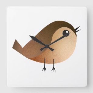 Spatzen-Vogel-Cartoon Quadratische Wanduhr