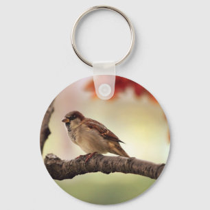 Spatzen-Vogel im Baum Schlüsselanhänger
