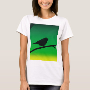 Spatzensilhouette auf Limonen T-Shirt