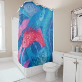 Spawnschen, Fisch Unterwasser Art Malerei Rosa Bla Duschvorhang (Beispiel)