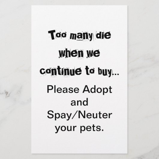 Spay Neuter Adoptier Flyer (Vorne)
