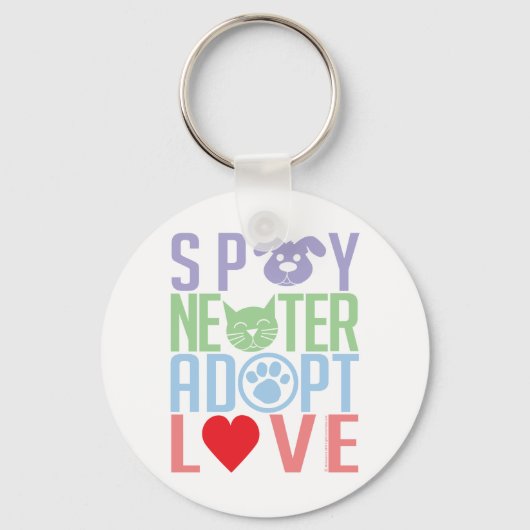 Spay Neuter Adoptiert Liebe 2 Schlüsselanhänger (Vorderseite)