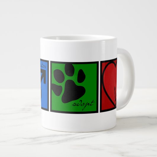 Spay-Neuter-Adoptiert-Liebe Jumbo-Tasse (Vorderseite Rechts)