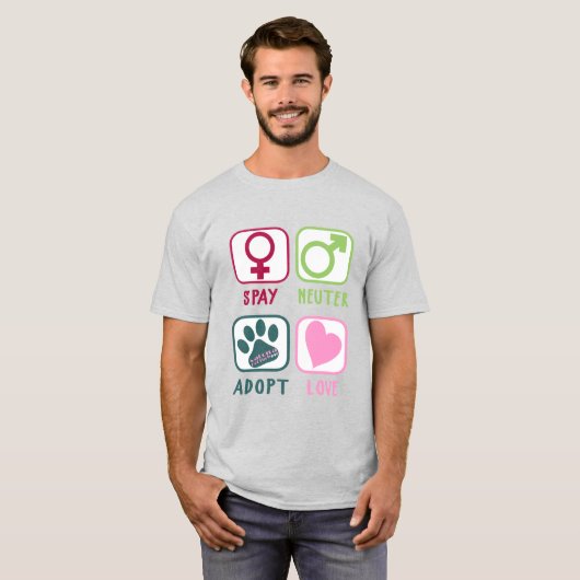 Spay Neuter Adoptiert Liebe T-Shirt (Vorne ganz)