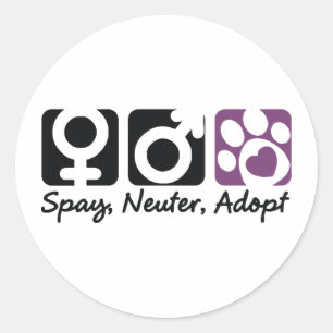 Spay, Neuter, Adoptiert Runder Aufkleber